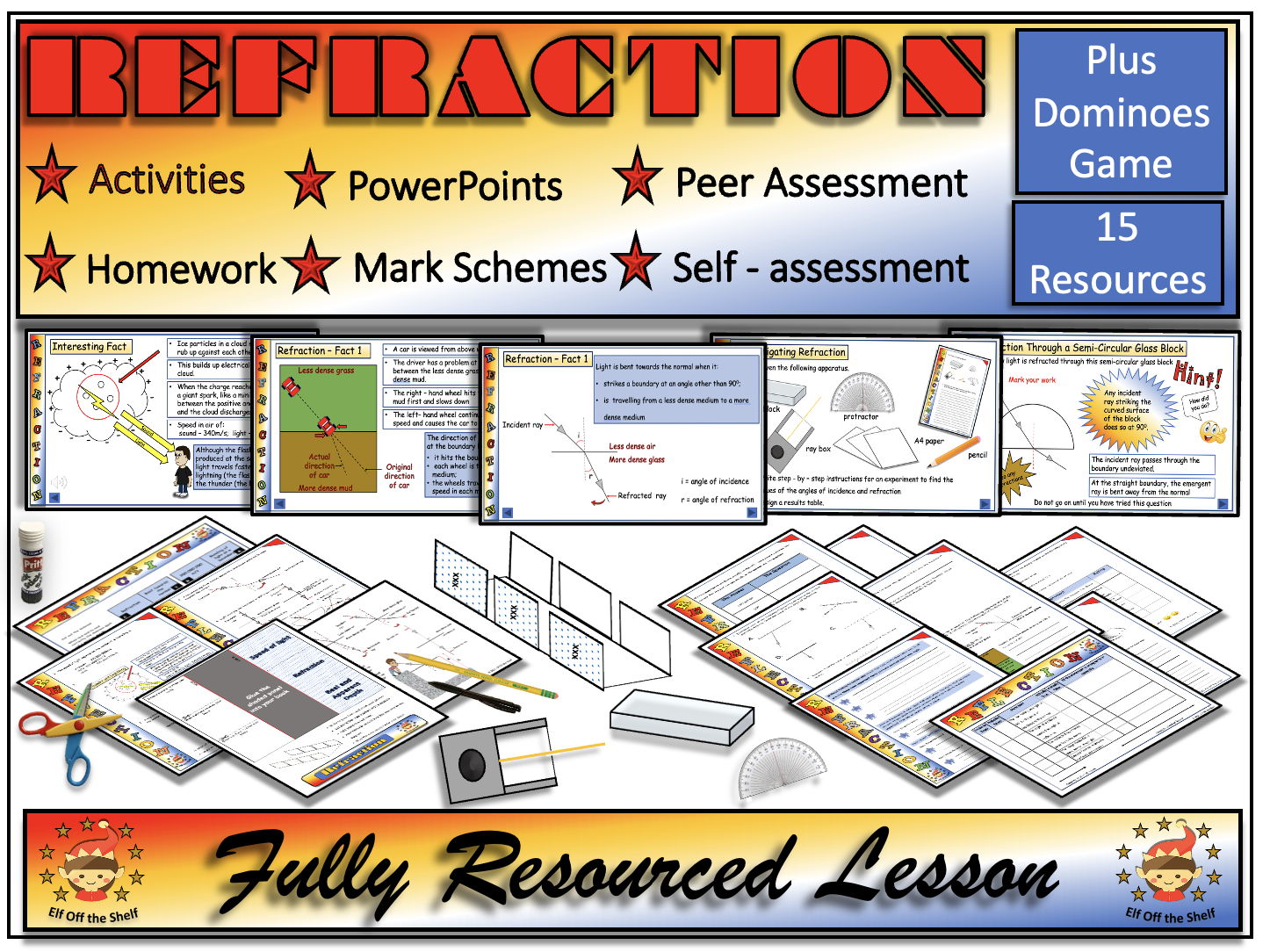 Light - Refraction Explained - Fully Resourced Lesson Plus Dominoes Game KS3