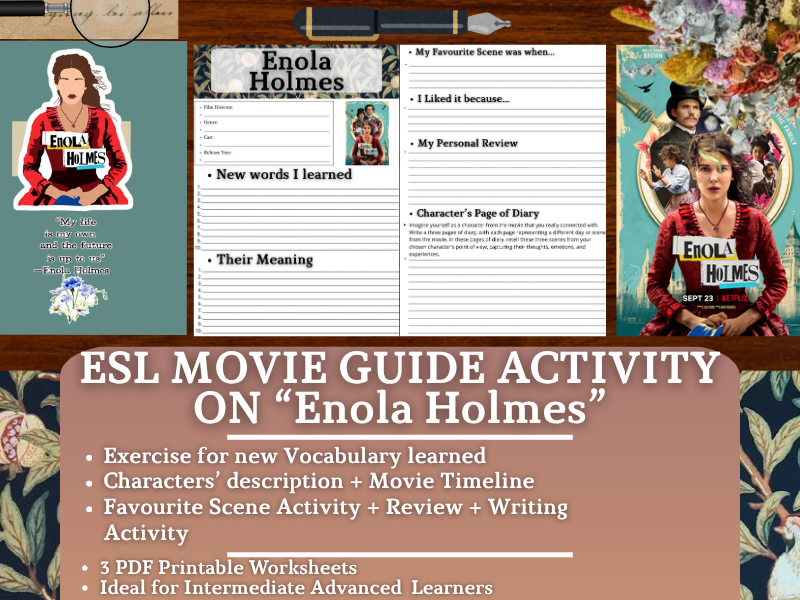 ESL Movie Guide Worksheets on "Enola Holmes"