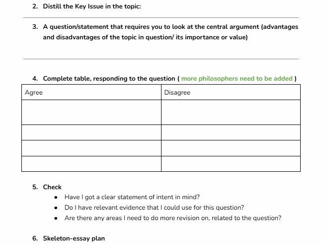 AQA Philosophy 25-marker Essay Planner Resource