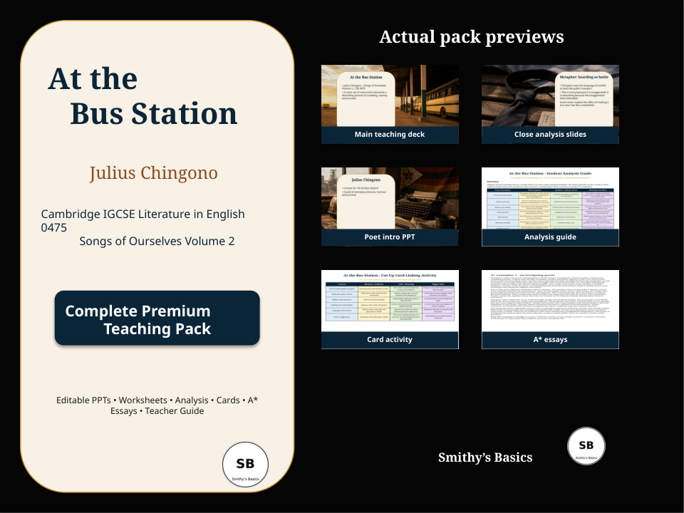 "At the Bus Station" poem by Julius Chingono - Teaching and Learning Pack - Smithy's Basics