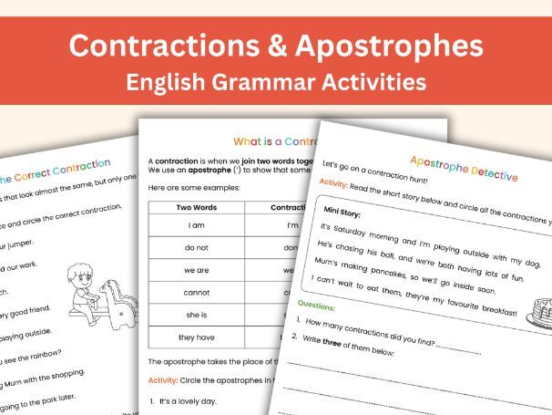 Contractions & Apostrophes Workbook – Early Grammar Practice