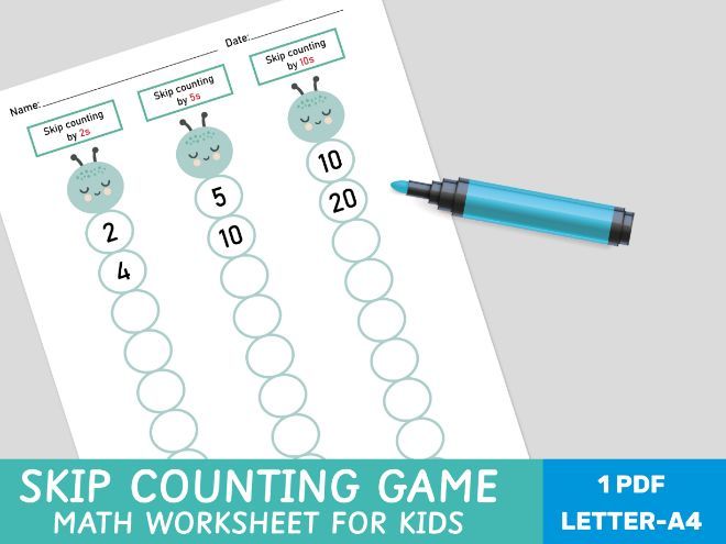 Skip Counting by 2s, 5s & 10s Maths Worksheet