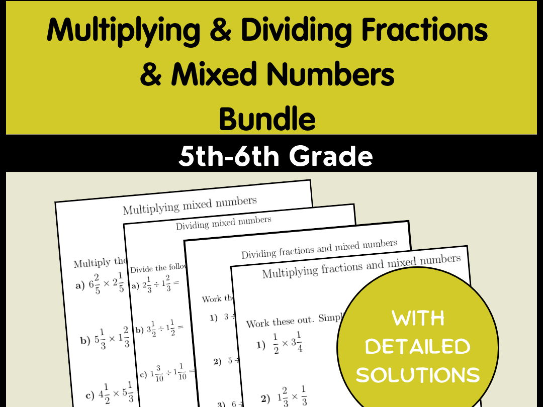 Multiplying & Dividing Fractions & Mixed Numbers Bundle | 5th-6th Grade