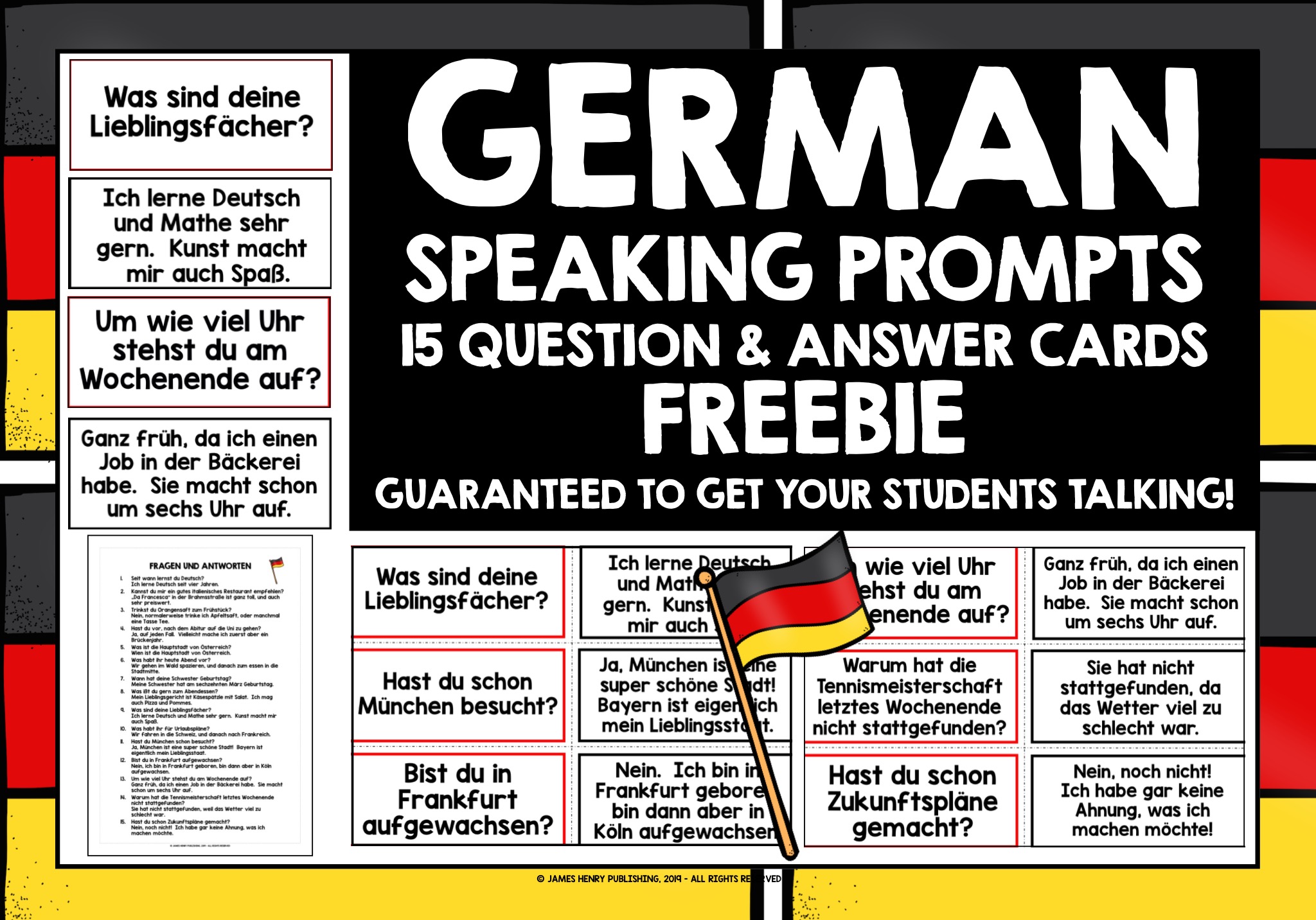 GERMAN SPEAKING PROMPTS FREEBIE Teaching Resources