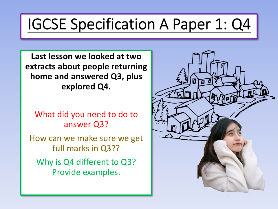 Edexcel IGCSE English Language Paper 1 Q4