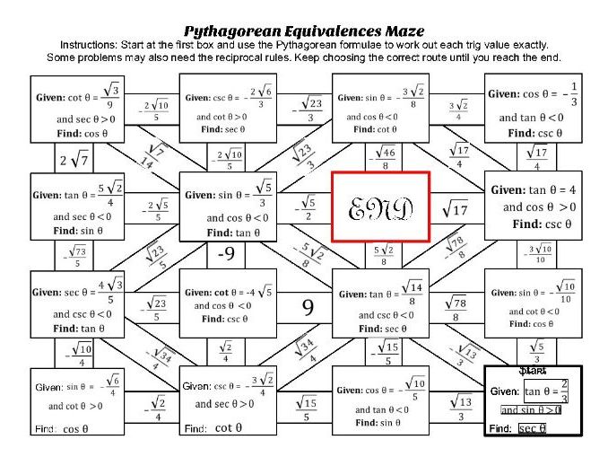 Pythagorean Equivalences Maze