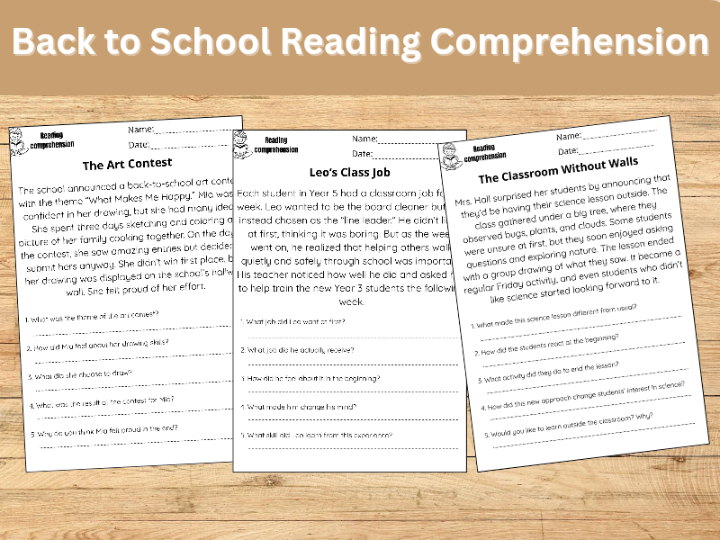 Back to School Reading Comprehension – 10 Engaging Stories with Questions | KS2 Literacy Resource