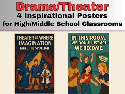 4 Inspirational Posters about Drama/Theater Classes 18" X 24"