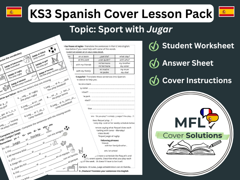 KS3 Spanish Cover Lesson - Sport with Jugar (El deporte)
