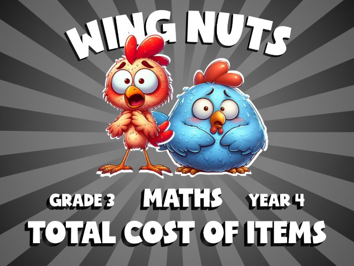 Total Cost of Items WING NUTS Maths Game | No-Prep Year 4 Review Activity