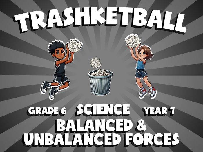 Balanced & Unbalanced Forces TRASHKETBALL Science Game | No-Prep Year 7 Review Activity