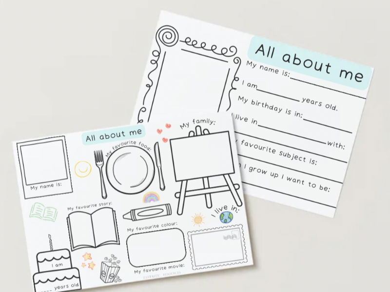Back to school activity - all about me bundle