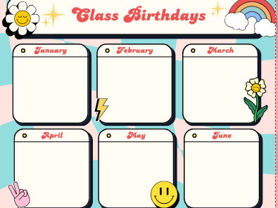 Class Birthday Poster in English and Welsh
