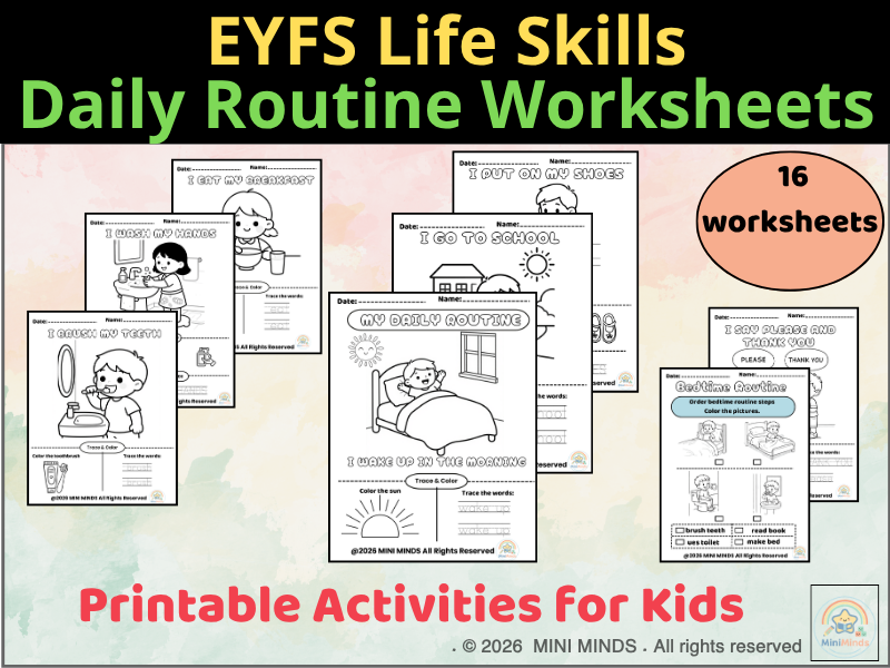 Life Skills Daily Routine Worksheets for EYFS