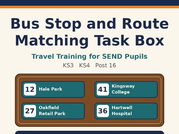 Bus Stop and Route Matching Task Box for SEND Travel Training (KS4, Post 16)