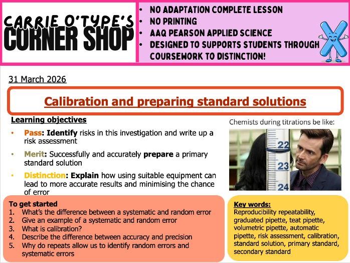 4A: Preparing a standard solution and equipment calibration - AAQ Pearson Applied Science