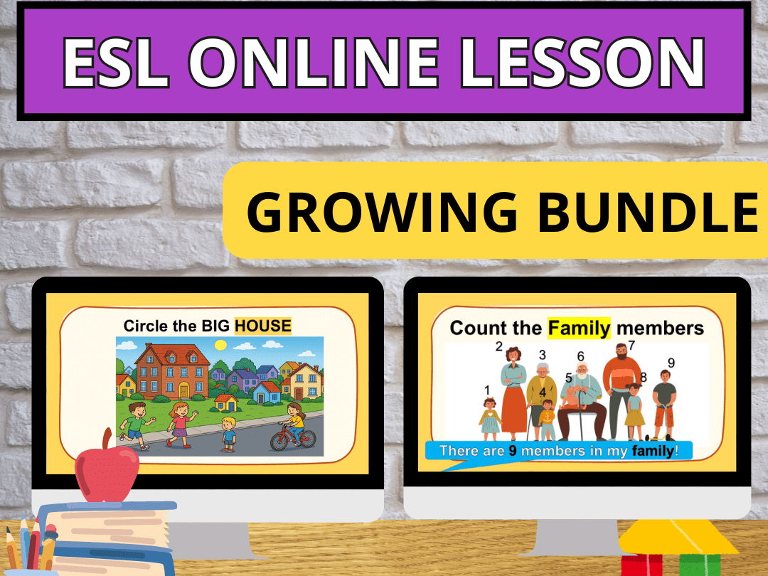 Growing Bundle. Online Curriculum for Young Learners Starter level Family Numbers, ABCs, greetings...