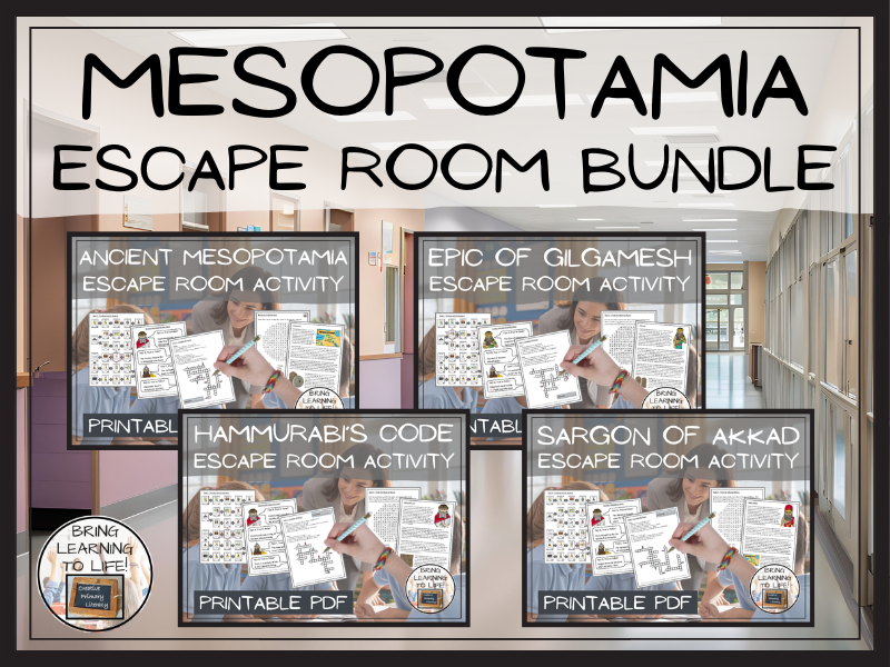 Ancient Mesopotamia Escape Room Activity Bundle | Year 5 or Year 6