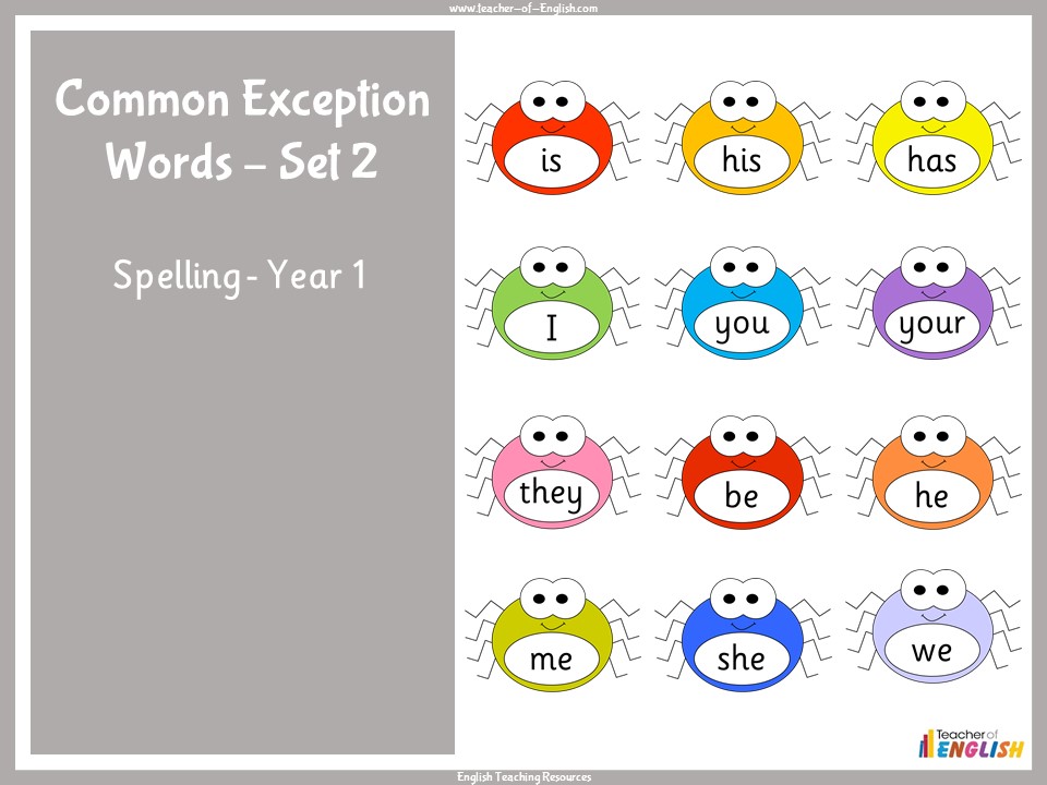 Common Exception Words - Set 2 - Year 1 Spelling