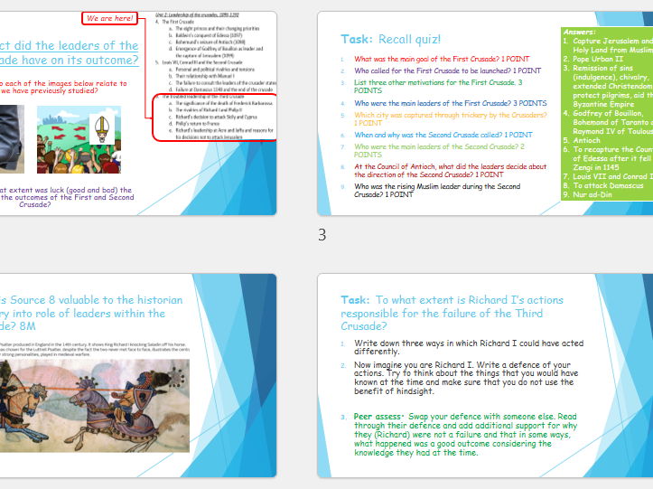 Paper 1: The crusades, c.1095-1204 - UNIT 2 (3 lessons)