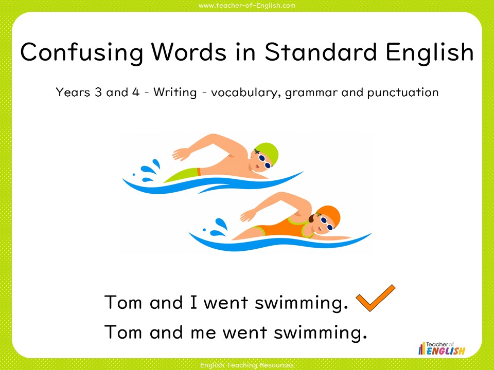 Confusing Words in Standard English - Years 3 and 4 Grammar