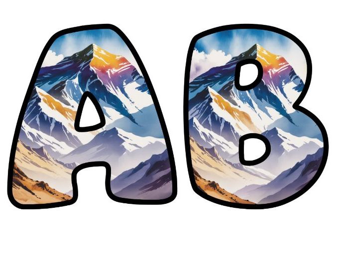 Everest Sunset Alphabet Letters | Classroom Display, A-Z 0-9 and Signs