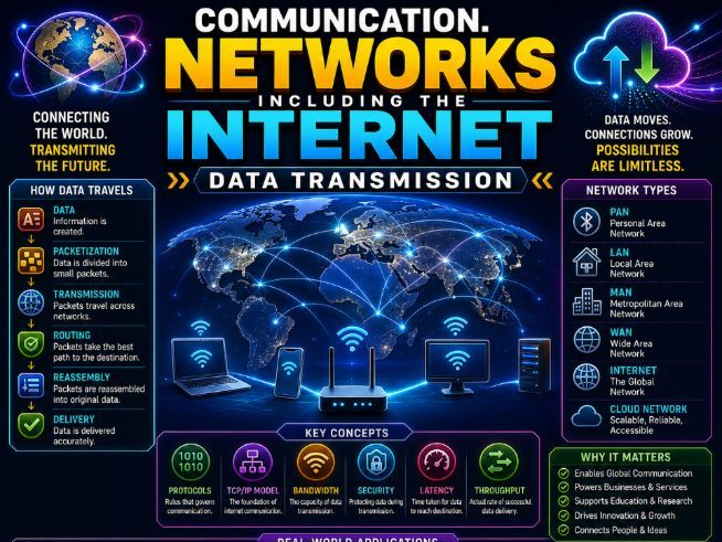 Communication, Networks (Data transmission) | CS PPT +Worksheets +Activity + Mcq Quiz + Answers