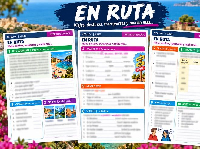 GCSE Spanish Travel & Holidays Revision Worksheet | Comparatives, Se Puede & Viajes