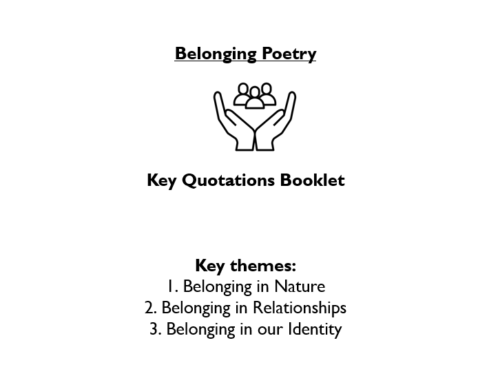 Belonging Anthology Quotes Booklet Edexcel