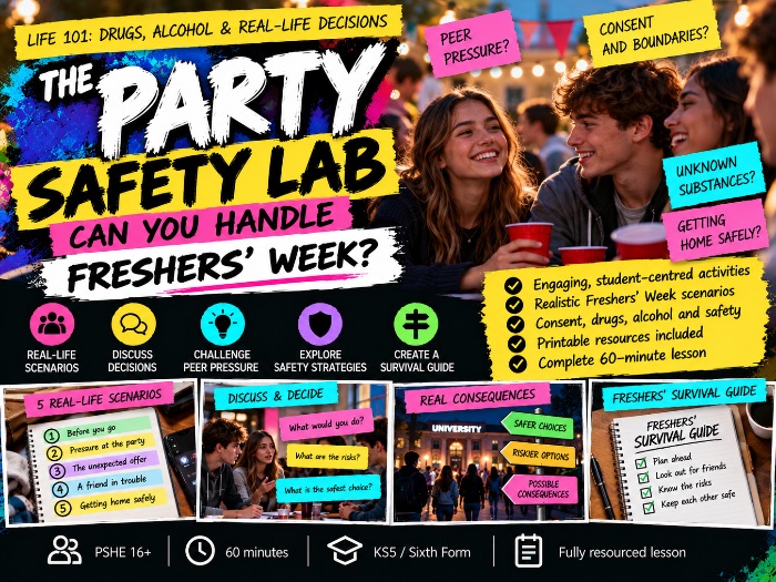 PSHE Drugs & Alcohol Lesson 6 - Freshers' Week Safety - Peer Pressure, Alcohol & University Safety