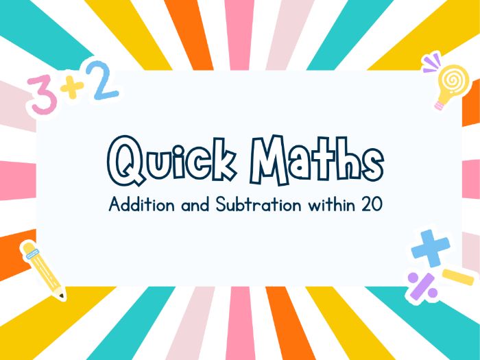Fun Addition & Subtraction Within 20 | Mental Maths Activities