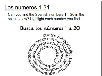 Los numeros 1-31