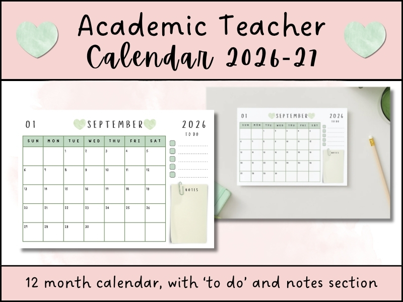 Teacher Academic Calendar 2026-2027 PDF