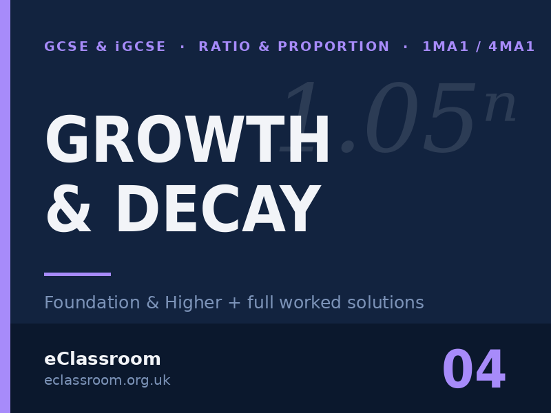 GCSE & iGCSE Growth & Decay worksheet