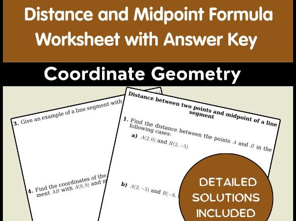 Distance and Midpoint Formula Worksheet with Answer Key | Coordinate Geometry