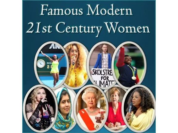 Famous Modern 21st Century Women - Informational Editable PowerPoint Slideshow