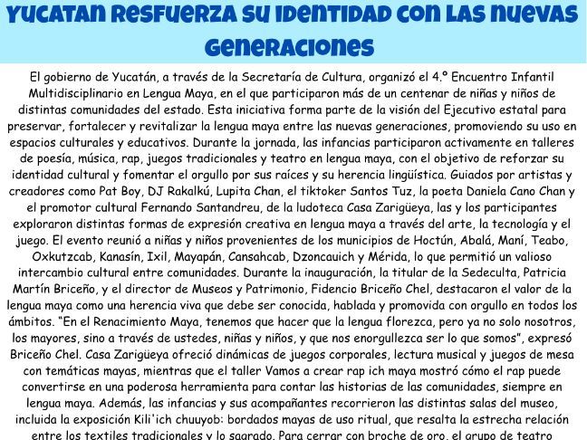 A Level Spanish Unit 1: Yucatan resfuerza su identidad