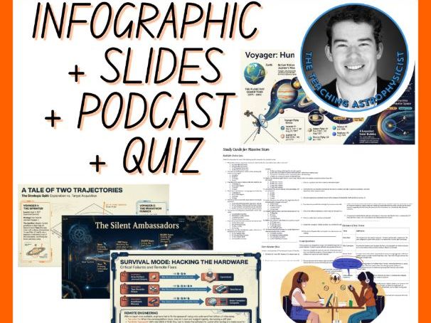 Voyager 1 & 2 | Infographic + Slides + Podcast + Quiz | Space Science Set