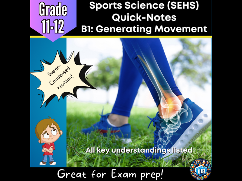 IB DP Sports Science (SEHS): B1 Body Movement – Condensed Topic Revision Notes (2026)