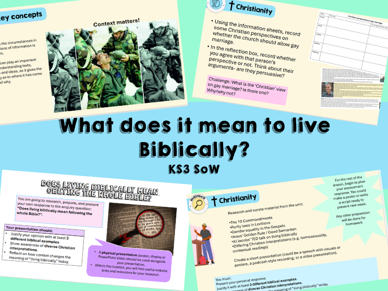 KS3 RE- 'What does it mean to live Biblically?'