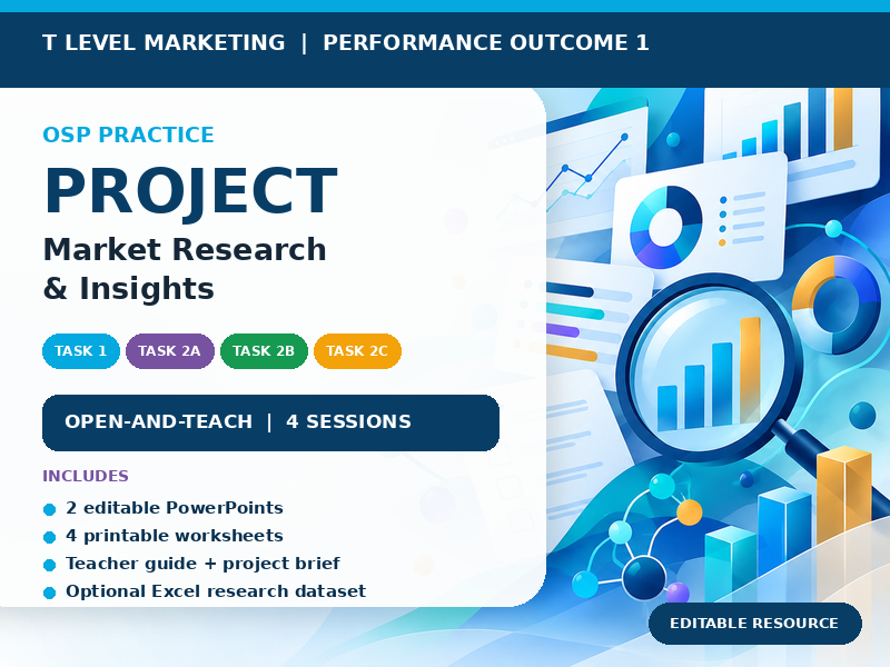 T Level Marketing PO1 OSP Practice Project - Tasks 1, 2A, 2B & 2C