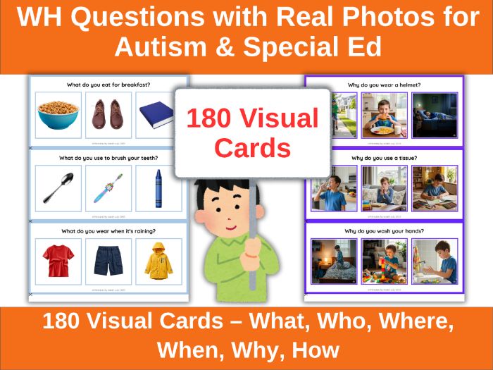 WH Questions with Real Photos Cards