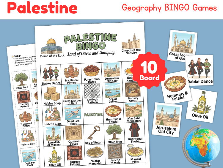 Palestine Geography BINGO | Country Study & Culture Game