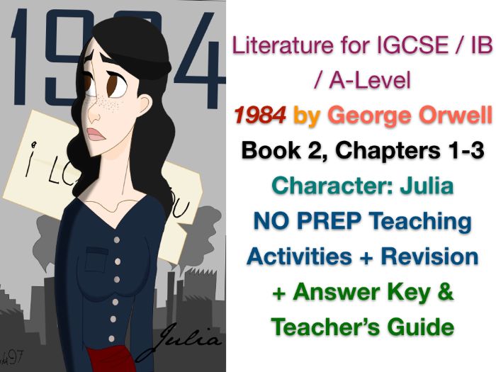 George Orwell - 1984 - Book 2, Ch. 1-3: Julia (IGCSE WORKSHEETS + ANSWERS)