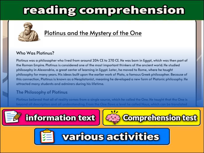 Plotinus and the Mystery of the One- Reading Comprehension, Worksheet & Activities