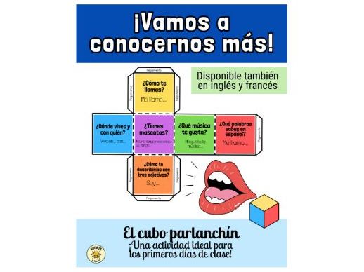 ¡Vamos a conocernos más! Cubo parlanchín – Chatty Cube Box (Spanish, English & French), First Days