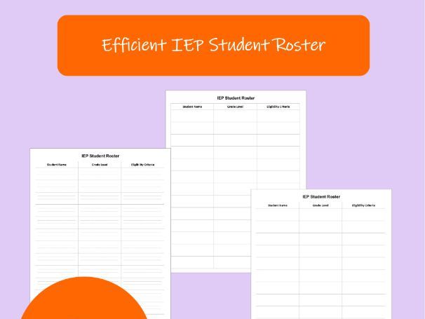 IEP Student Roster – Special Education Caseload Tracker