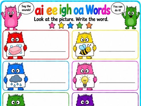 The Colour Monster Worksheets Maths and Phonics