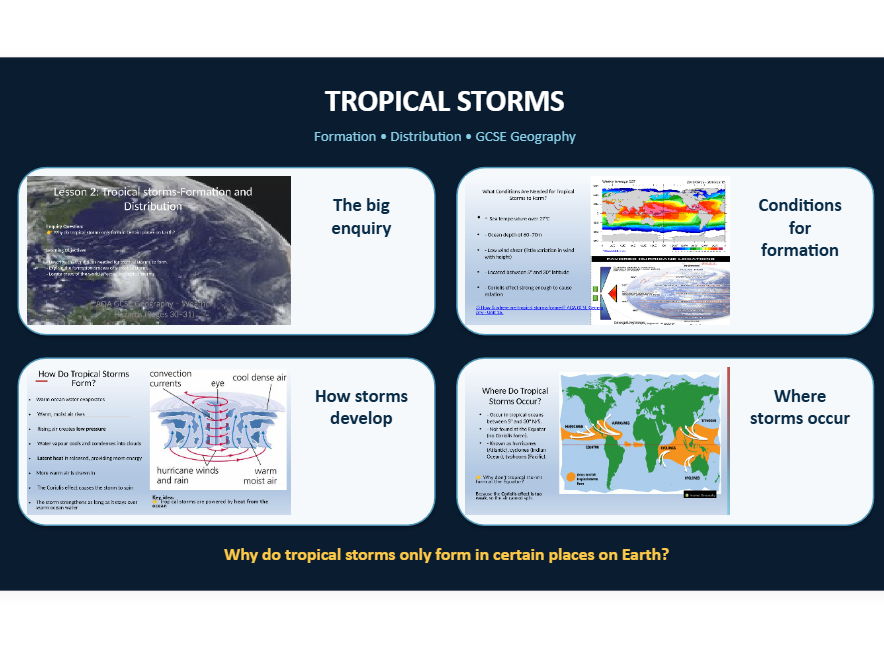 AQA GCSE Geography Where are tropical storms formed?