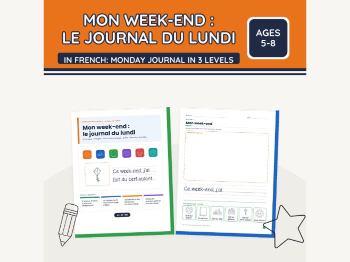 French Weekend News Writing Journal KS1